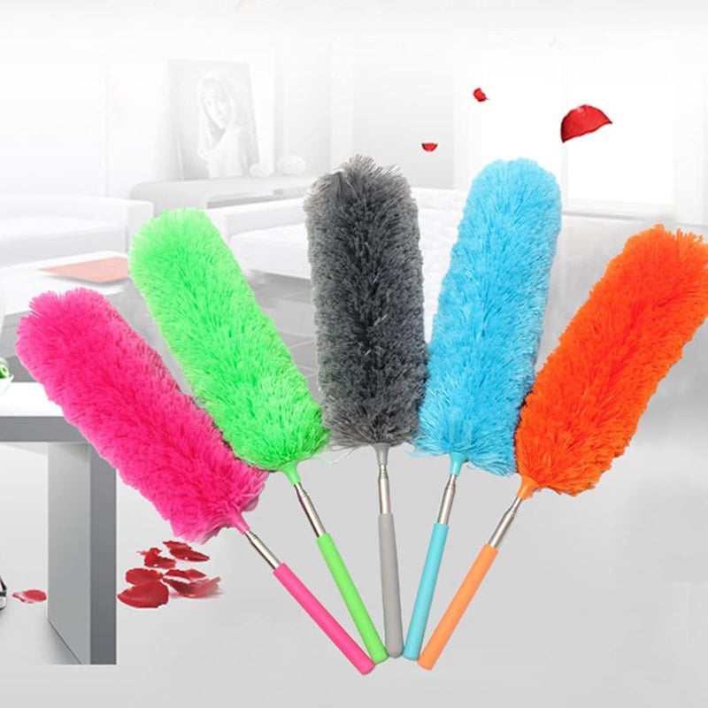 Volcano منظف الريش المصنوع من الألياف الدقيقة من فولكانو قابل للانحناء وقابل للتمديد مع مقبض عمود قابل للتوسيع بطول 100 بوصة قابل للغسل لتنظيف المراوح العالية والستائر والأثاث - Image 2