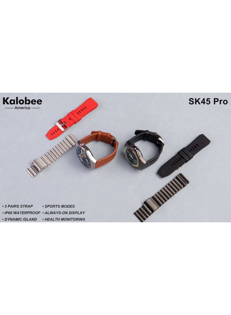 Kalobee SK45 Pro Smart Watch 1.53 Inch AMOLED Display IP68 Waterproof Heart Rate Sleep Monitor Fitness Tracker 3 Straps Smart Notifications Long Battery Unisex - Image 2