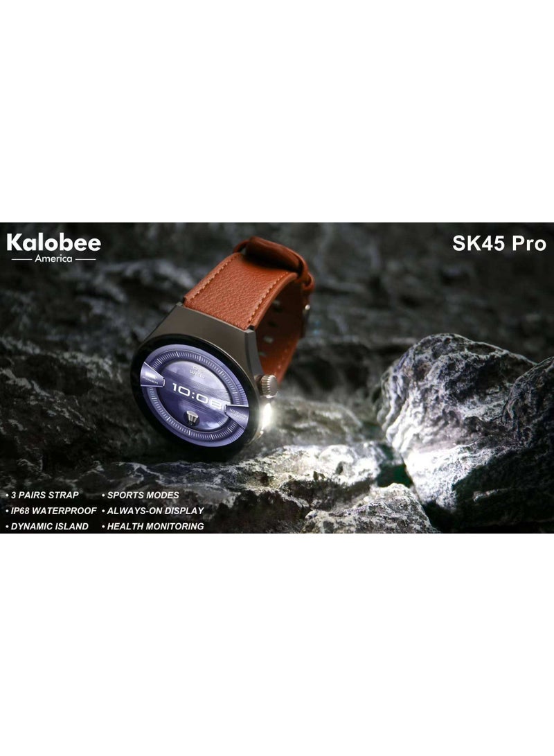 Kalobee SK45 Pro Smart Watch 1.53 Inch AMOLED Display IP68 Waterproof Heart Rate Sleep Monitor Fitness Tracker 3 Straps Smart Notifications Long Battery Unisex - Image 4