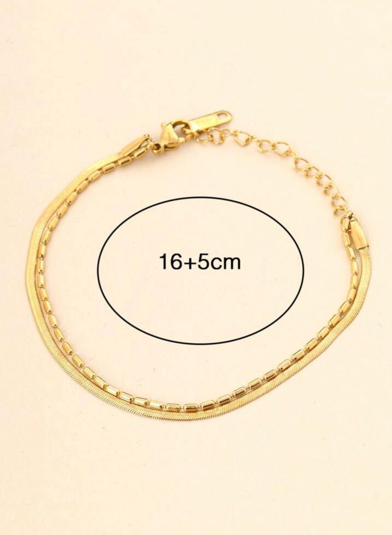 نونز أب اسوارة نسائية من الاستانلس ستيل مطلية باللون الذهبي عيار 18 - Image 4