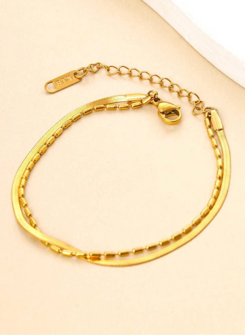 نونز أب اسوارة نسائية من الاستانلس ستيل مطلية باللون الذهبي عيار 18 - Image 3