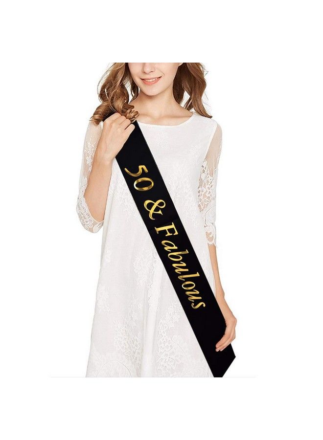 Mayin 50Th Birthday Kit Gold Tiara And Sash Glitter Satin Sash And Crystal Rhinestone Tiara Crown For Happy 50Th Birthday Party Supplies Favors Decorations 50Th Birthday Party Accessories - Image 3
