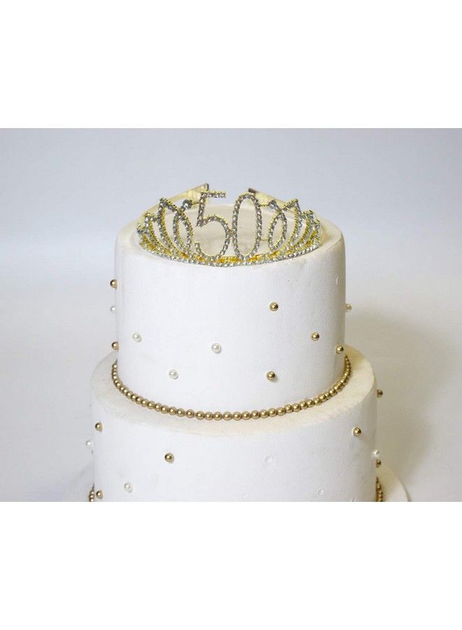 Mayin 50Th Birthday Kit Gold Tiara And Sash Glitter Satin Sash And Crystal Rhinestone Tiara Crown For Happy 50Th Birthday Party Supplies Favors Decorations 50Th Birthday Party Accessories - Image 4