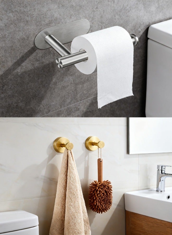 Bathroom Organization Duo: Toilet Paper Holder & 2-Suction Cup Hooks Set - Image 1