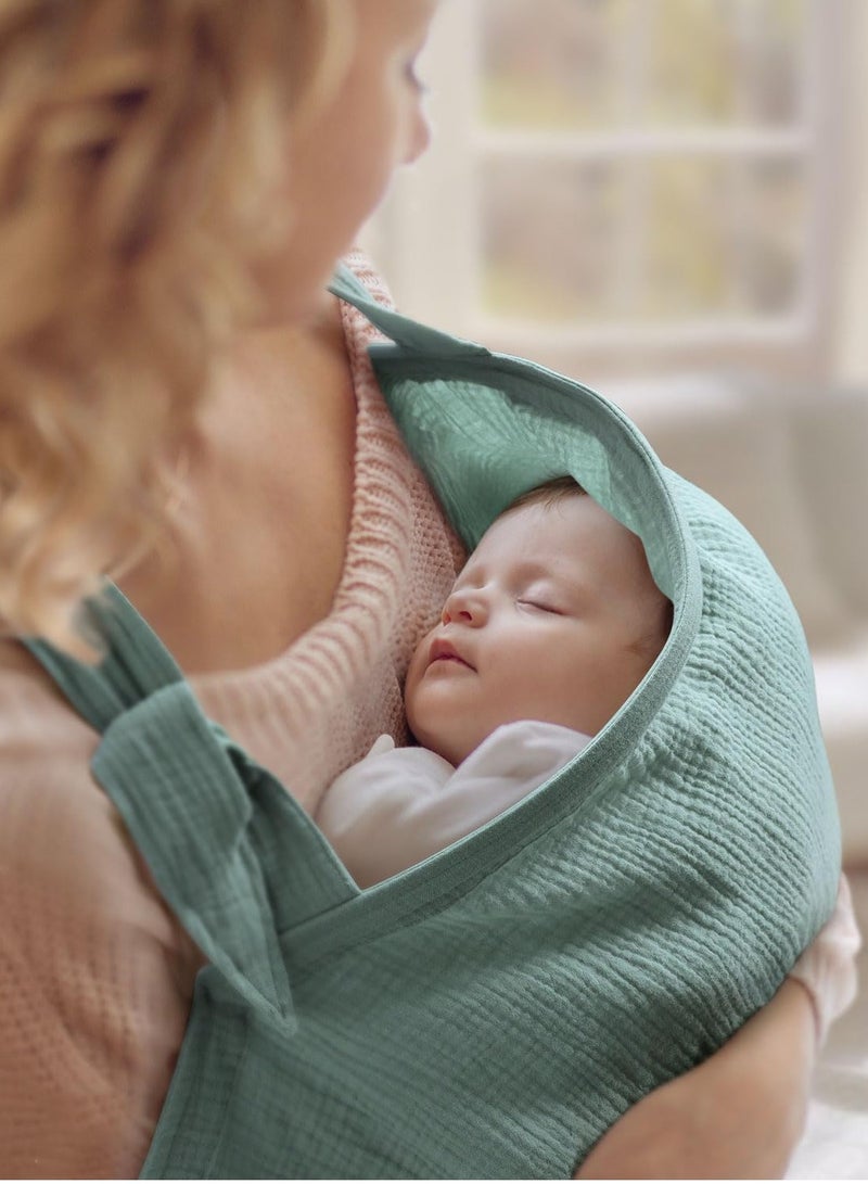 Muslin Nursing Cover for Baby Breastfeeding, Breathable 100% Cotton Breastfeeding Cover with Rigid Hoop for Mother Nursing Apron (Sage)  - Image 3