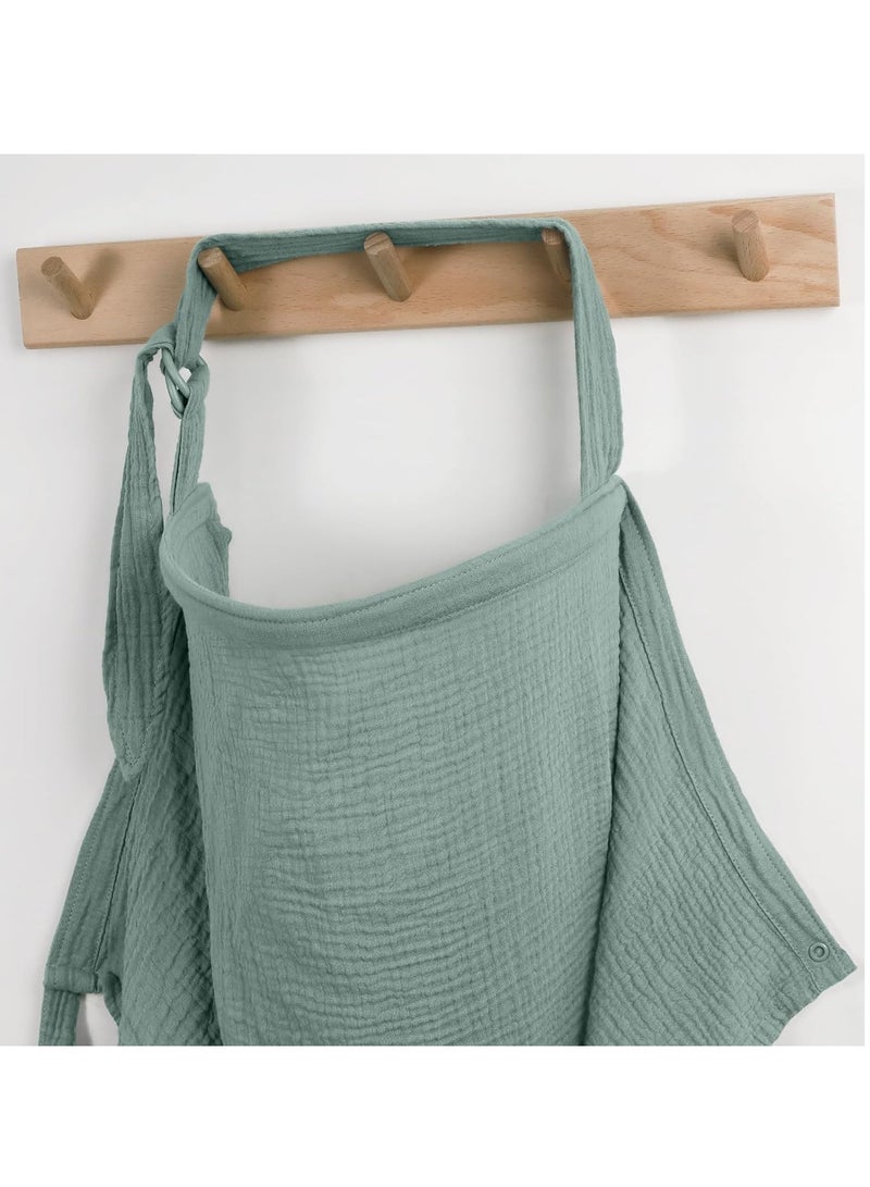 Muslin Nursing Cover for Baby Breastfeeding, Breathable 100% Cotton Breastfeeding Cover with Rigid Hoop for Mother Nursing Apron (Sage)  - Image 2