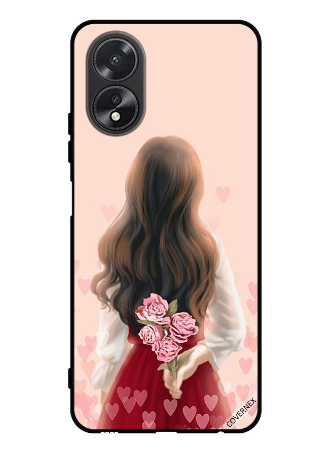 Covernex Protective Case Cover For Oppo A38 Girl Hiding Flowers - Image 1