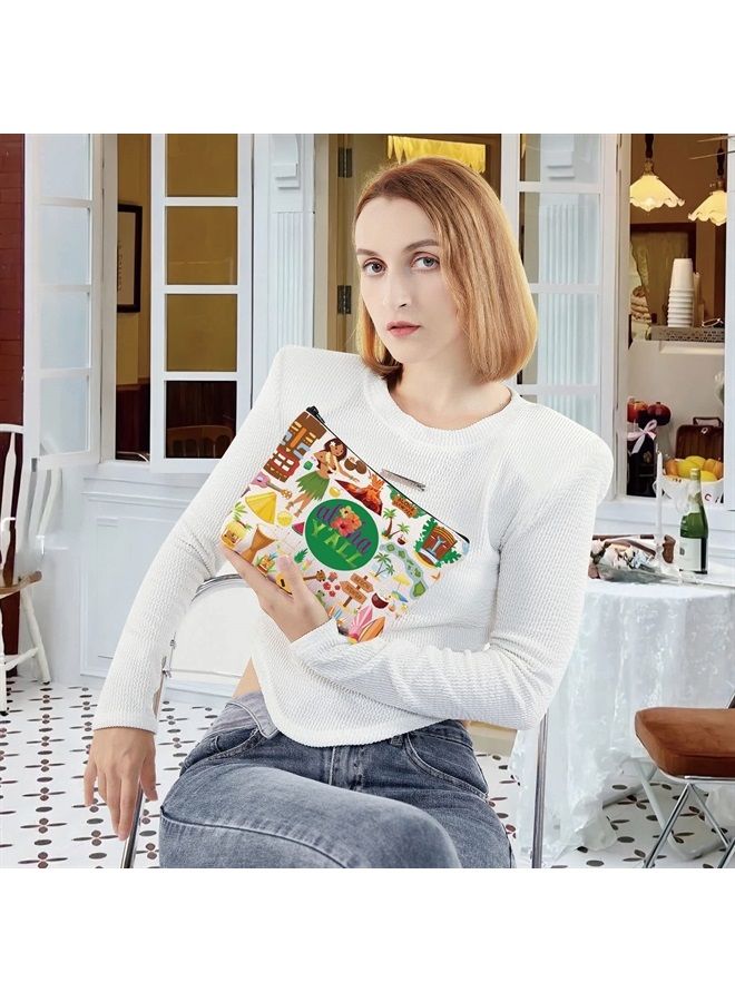 LEVLO Aloha Hawaii Holiday Cosmetic Make Up Bag Hawaii Travel Gift Hawaii Beach Guitar Zipper Pouch Bag Aloha Hawaiian Party Gift (Aloha Y'all) - Image 5