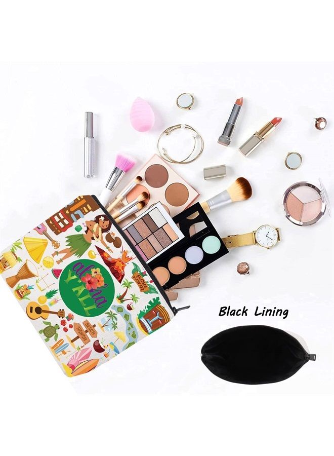 LEVLO Aloha Hawaii Holiday Cosmetic Make Up Bag Hawaii Travel Gift Hawaii Beach Guitar Zipper Pouch Bag Aloha Hawaiian Party Gift (Aloha Y'all) - Image 2