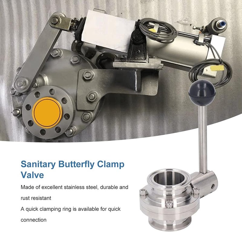 مشبك فراشة صحي 51 مم 2 بوصة قطر خارجي للأنابيب من الفولاذ المقاوم للصدأ مع غسالة سيليكون - Image 3