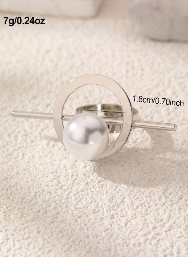 Take Two Irregular Faux Pearl Embellished Ring - Image 3