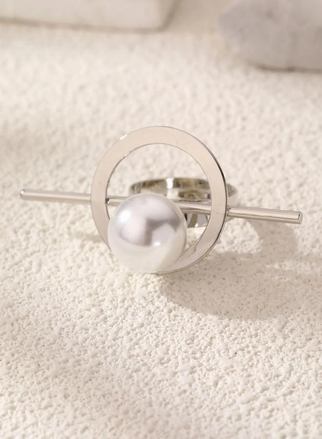 تايك تو خاتم مزين بلؤلؤ صناعي بتصميم غير منتظم