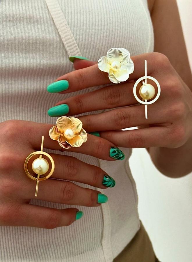 Take Two Irregular Faux Pearl Embellished Ring - Image 2