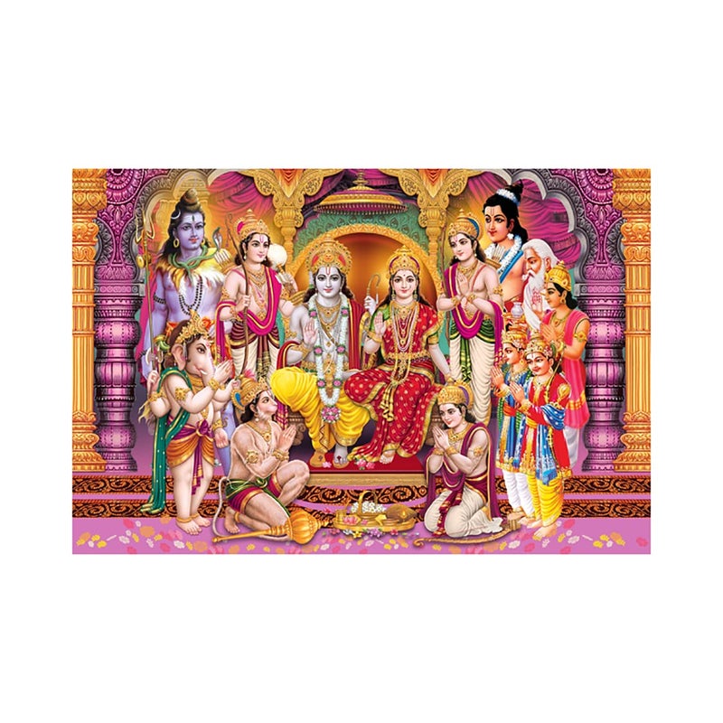 Dharvika Innovations Dharvika Innovations Ram Darbar Poster Big Size for Wall Sparkle Coated Self Adhesive Waterproof Painting Vinyl Poster Without Frame 24 x 36 inch