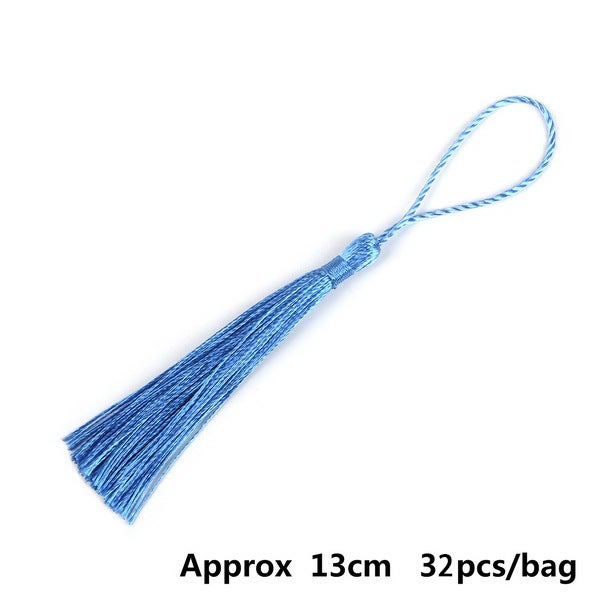 Polyester silk tassel hanging ring small tassel high-grade ice silk tassel pendant earrings accessories diy jewelry accessories light blue 32/bag