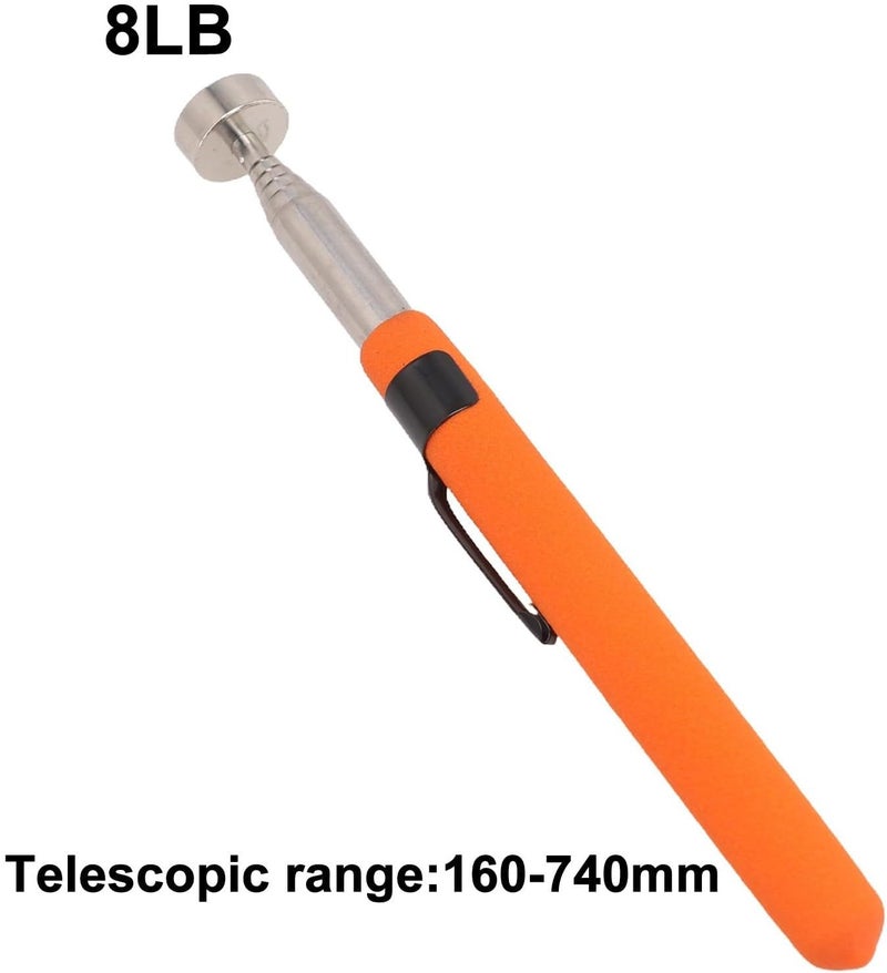 Telescopic Magnetic Pickup Tool, Stainless Steel Extendable Magnet Rod for Retrieving Screws, Nuts, Needles in Hard-to-Reach Areas, Lightweight Hand Tool for Home, Garage, Workshop 2LB(8LB Orange) - Image 2
