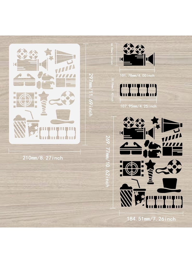 FINGERINSPIRE FINGERINSPIRE Movie Camera Painting Stencil 8.3x11.7inch Film Pattern Drawing Template DIY Craft Cinematography Props Decoration Stencil for Painting on Paper Wood Wall Fabric Furniture  - Image 2