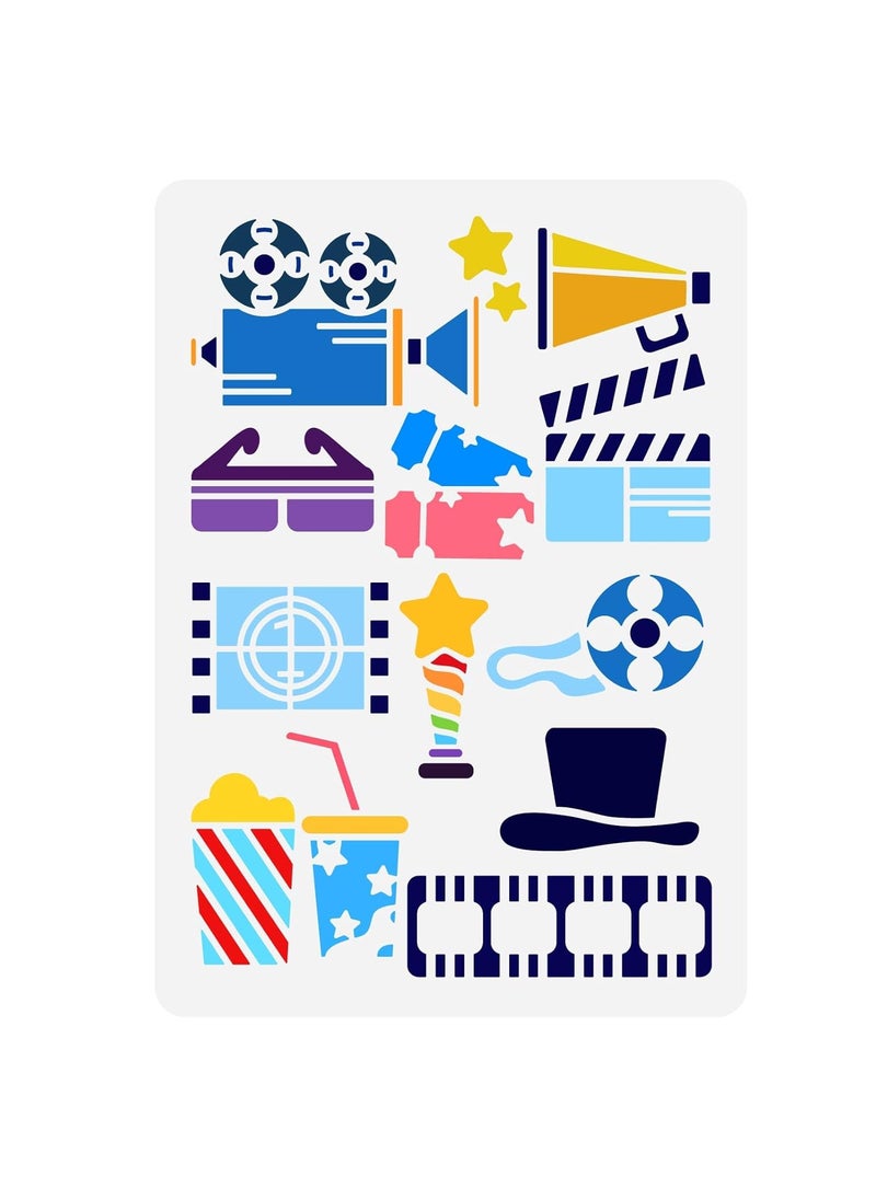 FINGERINSPIRE FINGERINSPIRE Movie Camera Painting Stencil 8.3x11.7inch Film Pattern Drawing Template DIY Craft Cinematography Props Decoration Stencil for Painting on Paper Wood Wall Fabric Furniture  - Image 1