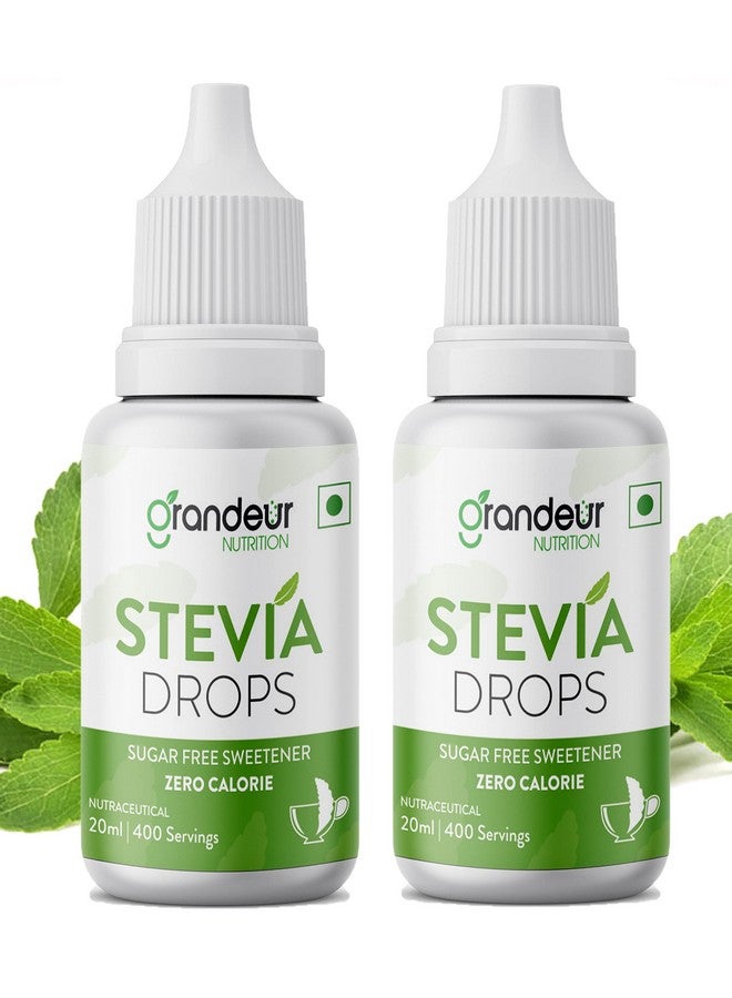 GRANDEUR قطرات ستيفيا خالية من السكر من غراندور زيرو كولوري، بدون مالتيوديكسترين وديكستروز، لنظام كيتو ووزن المراقبين، بديل السكر - 40 مل (800 حصة) (عبوة من 2) - Image 1