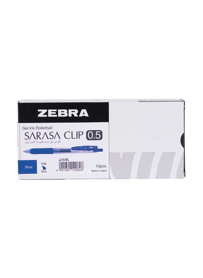 ZEBRA Sararsa Clip Blue Gel Pen 0.5mm, for Journaling , Sketching , Drawing , Note-Taking , Pack of 10 Pens  - Image 1
