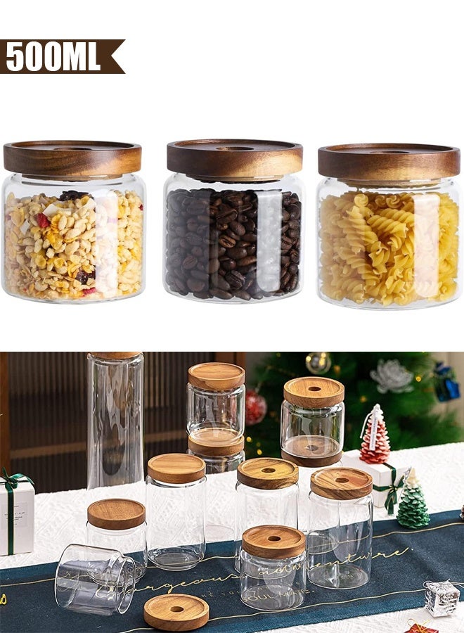 3 Pack Airtight Glass Storage Jar ,Borosilicate Glass Kitchen Canisters，Glass Canister for Kitchen, Pantry Organization, Ideal for Coffee, Nuts, Cookie (500ml) - Image 1