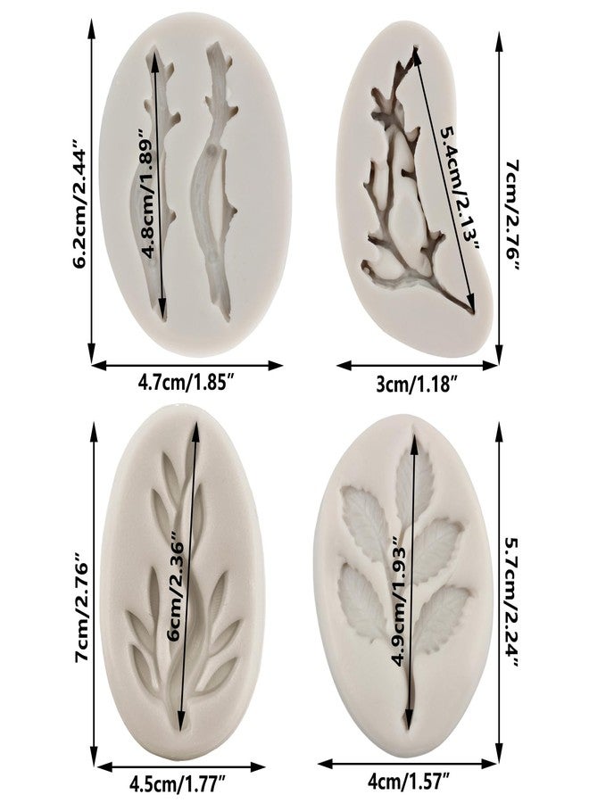 MINFEIDMS Tree Branch Silicone Mold Twig Branch Leaves Fondant Molds For Cake Decorating Cupcake Topper Chocolate Candy Gum Paste Set Of 4 - Image 2