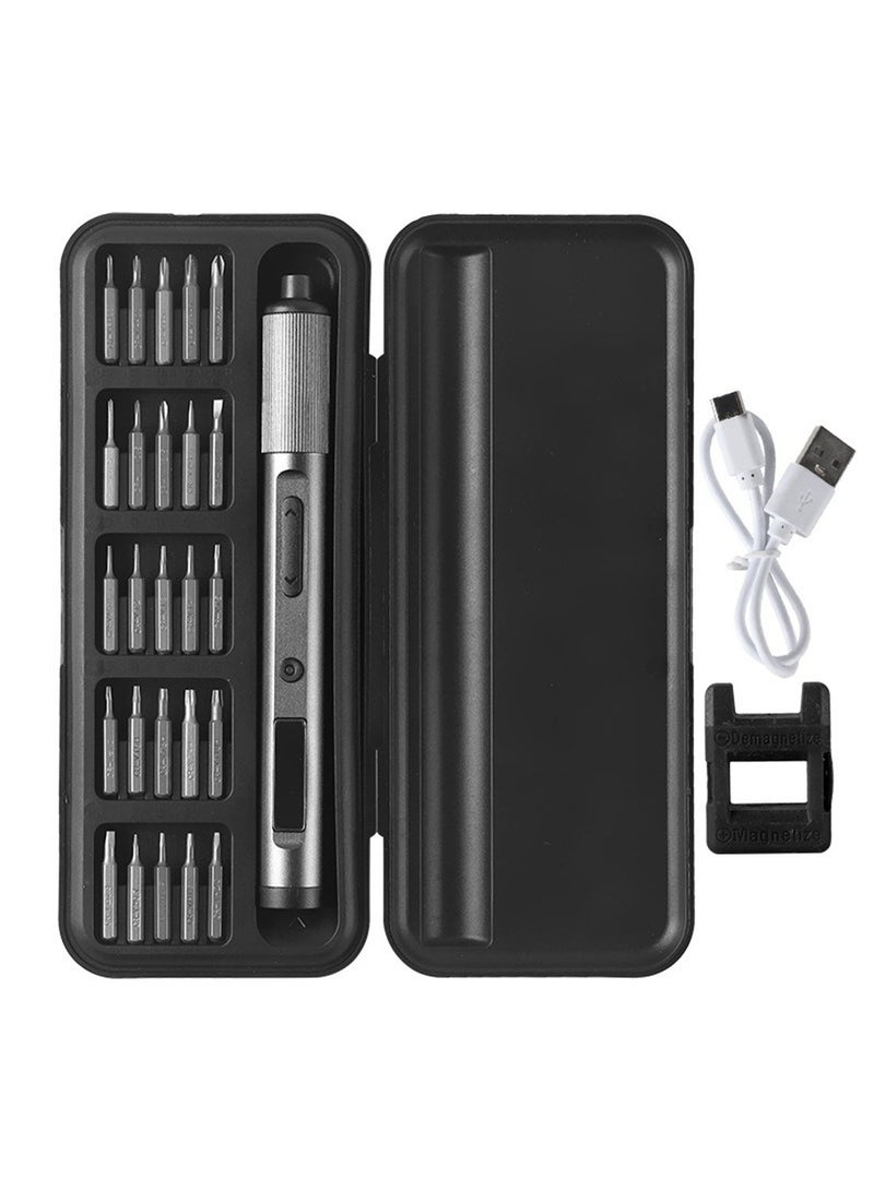 FDTY مجموعة مفكات كهربائية دقيقة 25 في 1، تخزين مغناطيسي، عزم دوران أقصى 0.33 نيوتن متر، ضوء LED مدمج، قابلة لإعادة الشحن عبر USB-C، مفك كهربائي صغير لإصلاح الهواتف والكمبيوترات المحمولة والكاميرات - Image 1