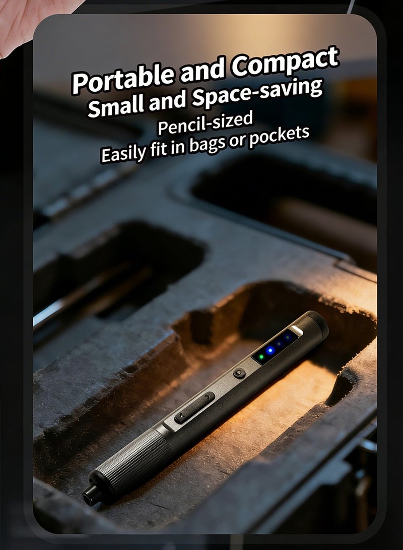 FDTY مجموعة مفكات كهربائية دقيقة 25 في 1، تخزين مغناطيسي، عزم دوران أقصى 0.33 نيوتن متر، ضوء LED مدمج، قابلة لإعادة الشحن عبر USB-C، مفك كهربائي صغير لإصلاح الهواتف والكمبيوترات المحمولة والكاميرات - Image 4