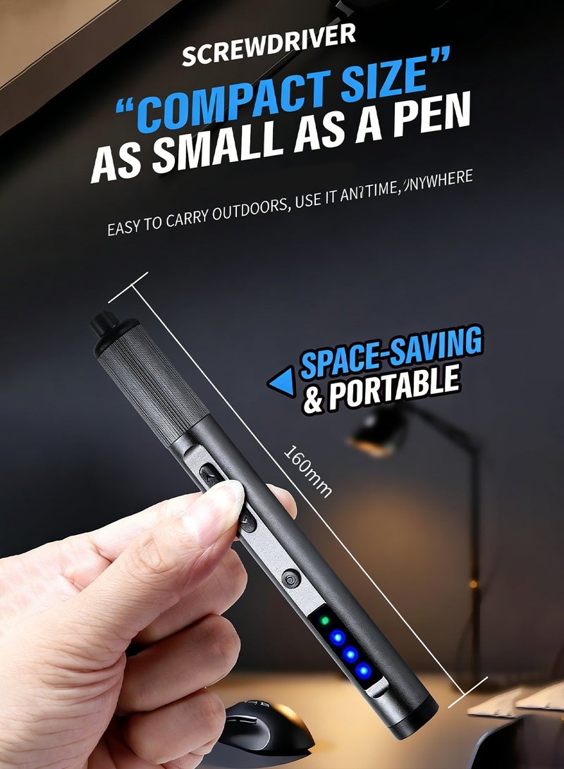 FDTY مجموعة مفكات كهربائية دقيقة 25 في 1، تخزين مغناطيسي، عزم دوران أقصى 0.33 نيوتن متر، ضوء LED مدمج، قابلة لإعادة الشحن عبر USB-C، مفك كهربائي صغير لإصلاح الهواتف والكمبيوترات المحمولة والكاميرات - Image 3