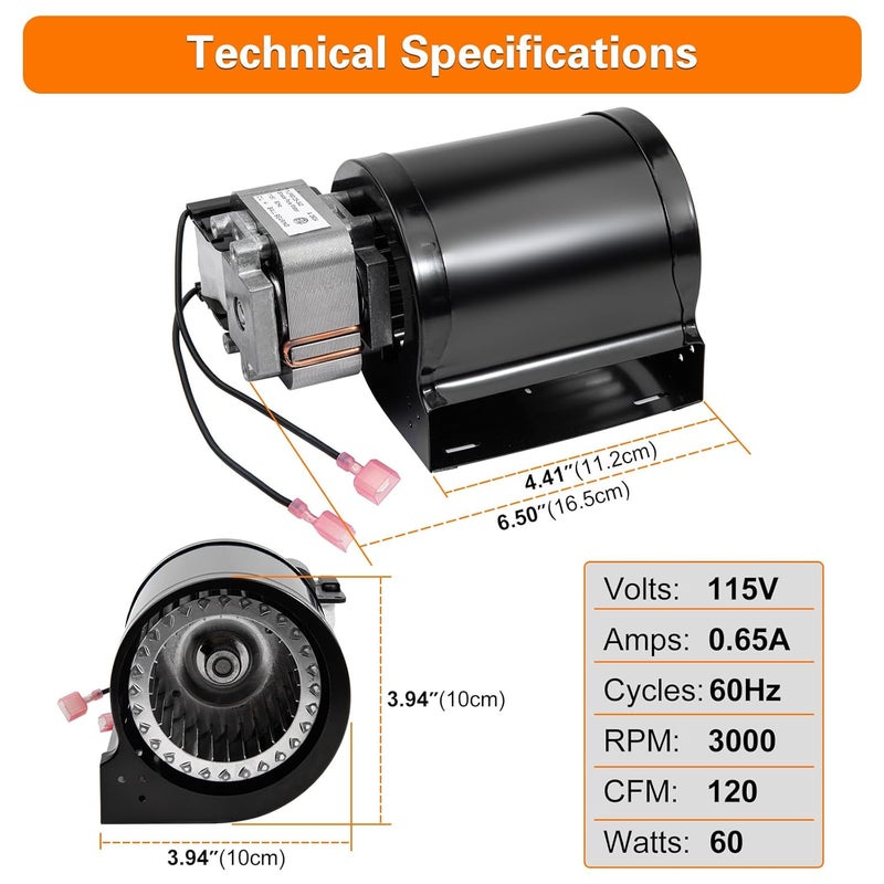 Barbqtime Blower Motor for Lopi Freedom Bay & Freedom II & Answer & Revere, Avalon Olympic 1190 Wood Stove Insert, Replacement Blower Fan for 99000137 99000123 99000190 99000126 99000128 99000133 - Image 2