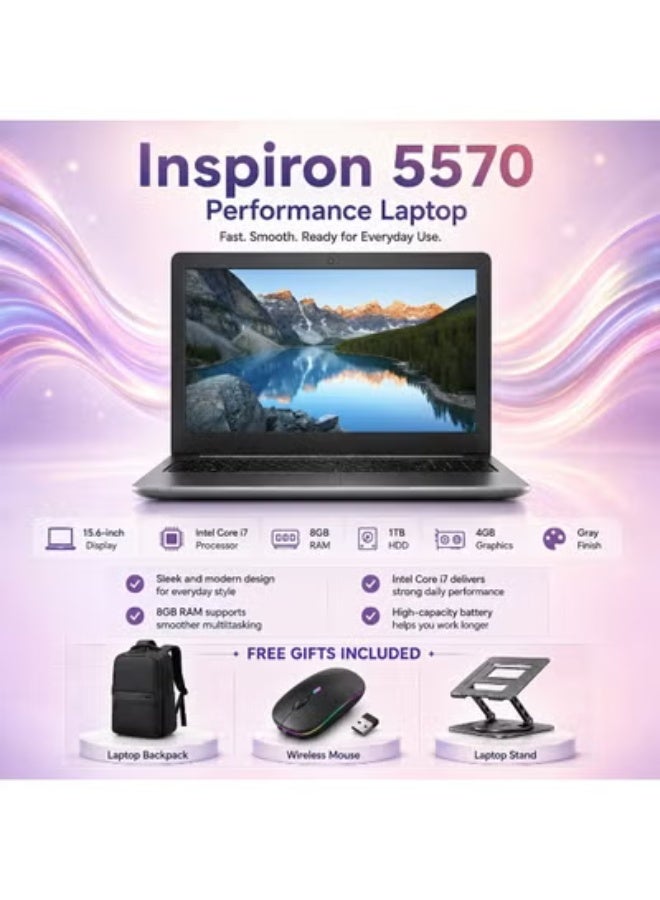 Laptop 15.6 Inch Display Core i7 8GB RAM 1TB HDD 4GB Graphics with Laptop Backpack Wireless Mouse and Laptop Stand - Image 1