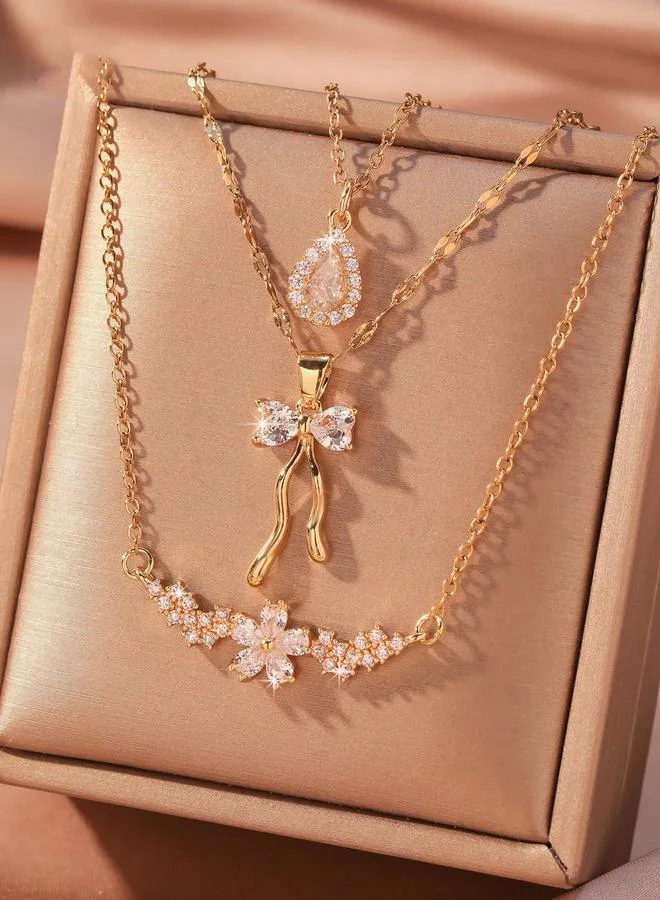 تايك تو Gold Bow Tie Charm Necklace
