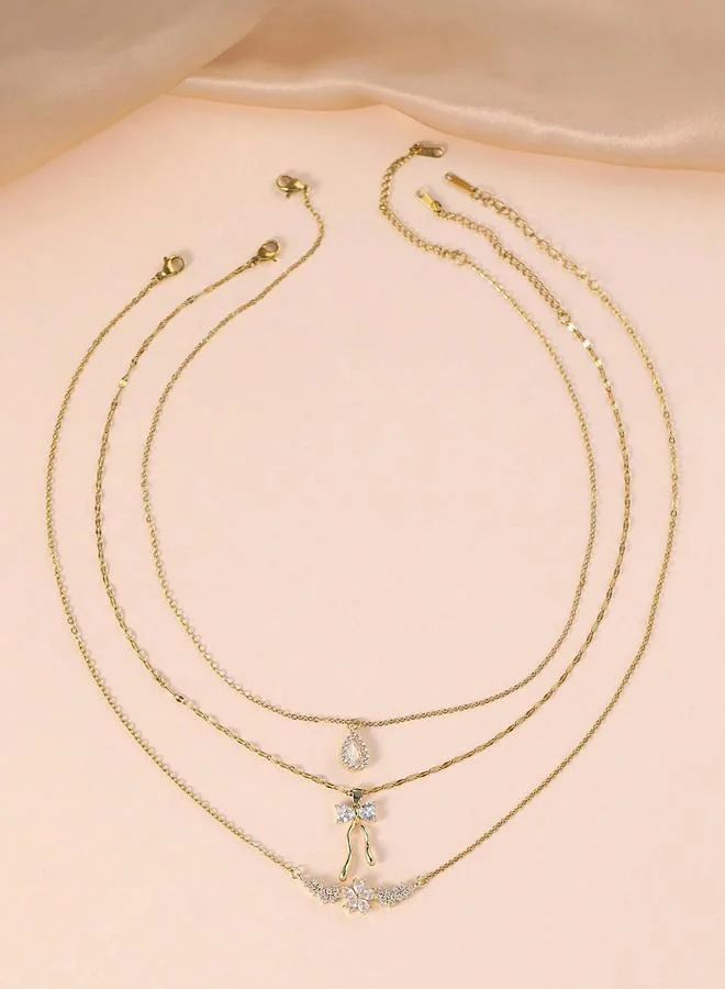 تايك تو Gold Bow Tie Charm Necklace