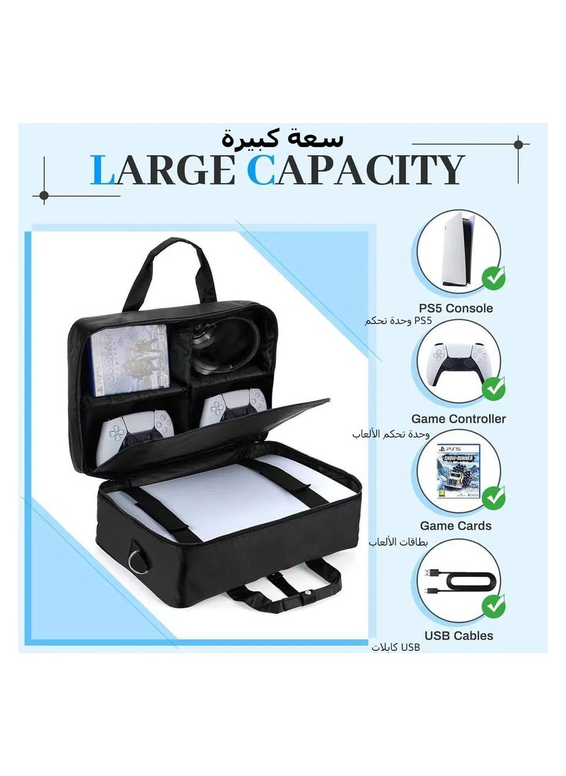 PS5/ PS5 Slim Travel Case, for PS5 Bag Compatible with PlayStation 5 Console, for PS5 Travel Bag Playstation 5 Carrying Case Console Digital, Disk Edition, Controller, Stand, Game Cards(Black)