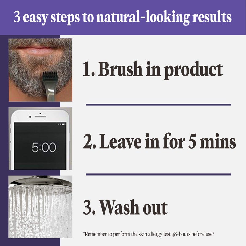 Just For Men Touch of Gray Mustache & Beard, Beard Coloring for Gray Hair with Brush Included for Easy Application, Great for a Salt and Pepper Look - Light & Medium Brown, B-25/35, Pack of 1 - Image 2