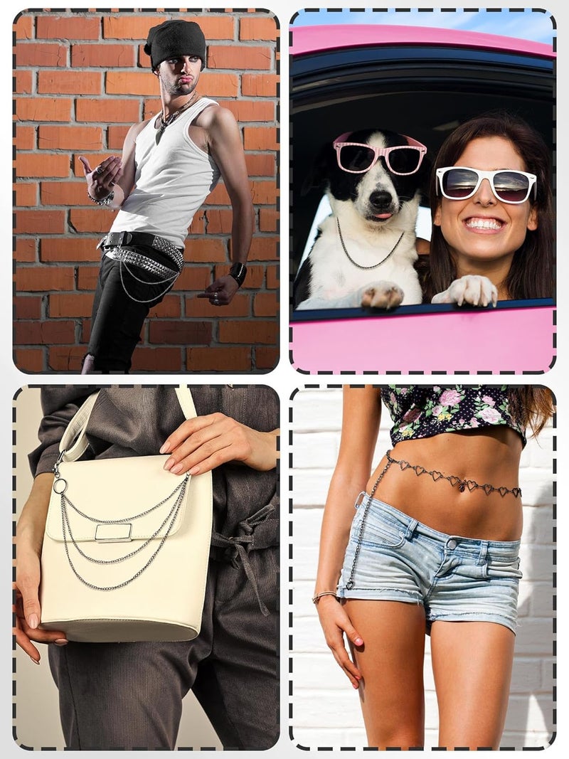 Jadive 5 Pieces Chain Belt Jeans Pants Pocket Waist Multi-Layer Hip Hop Metal Wallet Chain for Men Women - Image 2