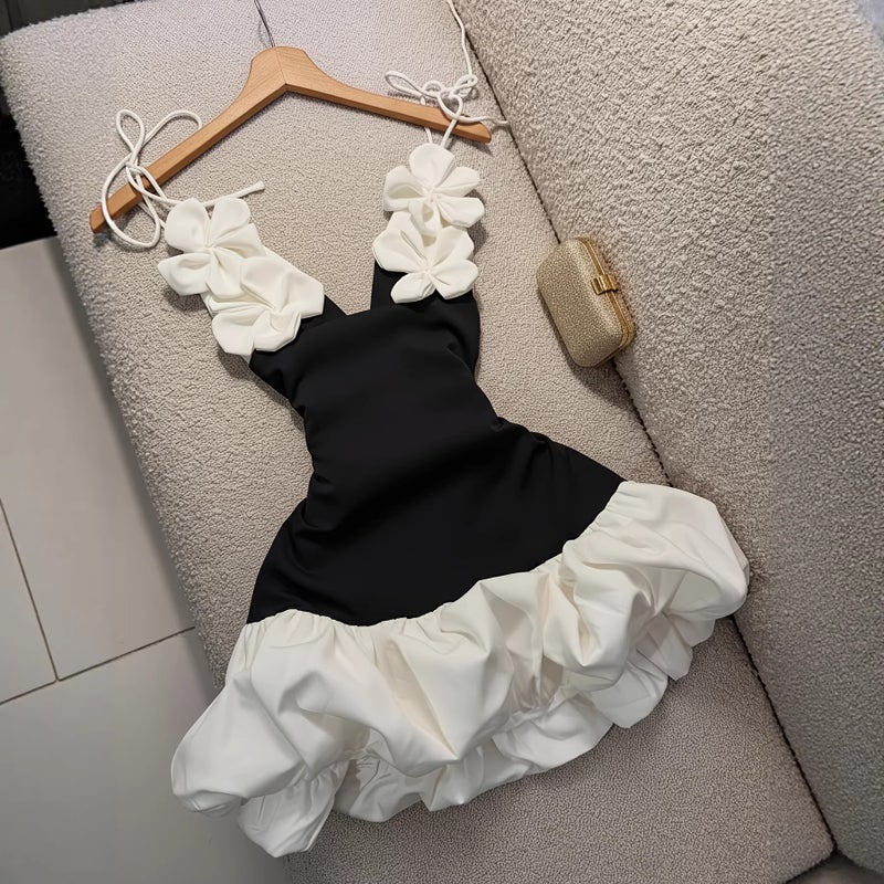 فستان نسائي بطباعة زهور وأشرطة كتف - Image 4