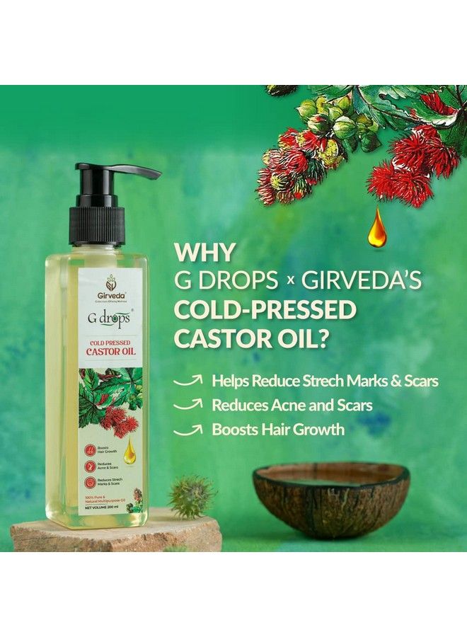 G drops 100% Organic & Pure Castor Oil (Coldpressed) For Hair Growth Body Skin Care Eyelashes Hair Oil Pack Of 2 (200Ml+200Ml) - Image 4