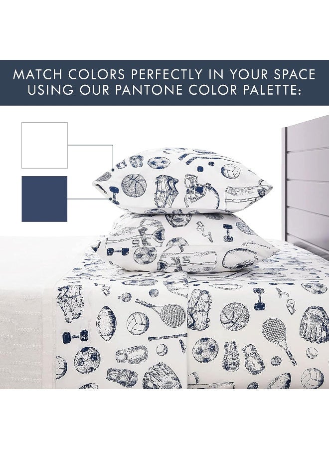 Kids Sports Bedding Set Queen Size, Super Soft Baseball, Football, Soccer Themed Bedsheets for Teens and Children, Wrinkle Resistant Premium Flat and Fitted Sheets for Boys and Girls Sports Room Décor  - Image 3