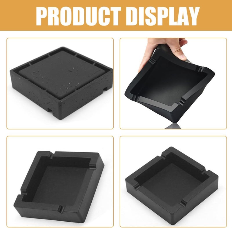 TIDTALEO Large Black Silicone Ashtray for Cigars and Cigarettes, Heat-resistant Non-slip Ash Container, Reusable Household and Hotel Ashtray for Indoor and Outdoor Use - Image 4