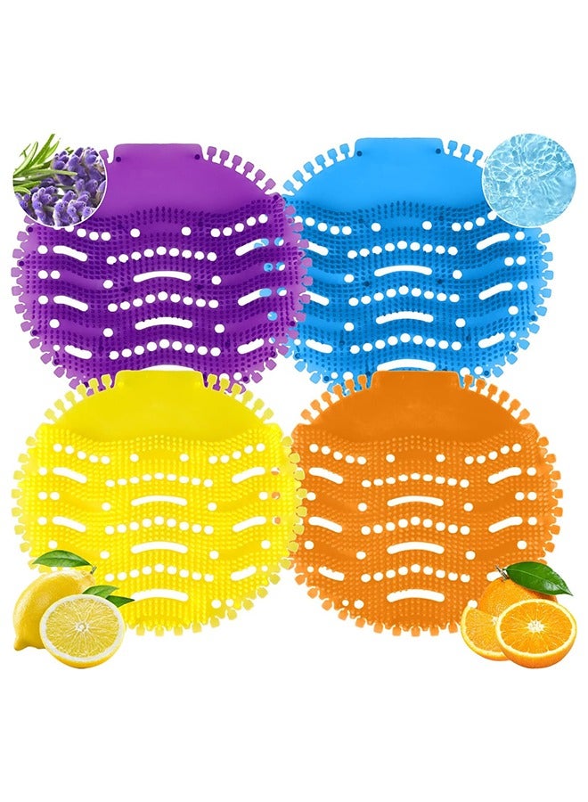 4 حزمة مزيل روائح مرشح المبولة، مزيل روائح المراحيض الرجال، وسادة مقاومة رش المبولة، سهولة التركيب والاستخدام في أوقات متعددة، مناسبة للمراحيض العامة (المحيط/البرتقالي/اللافندر/الليمون) - Image 1