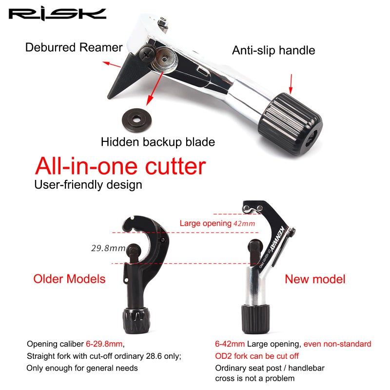 SONZUIA Road Mountain Bike Fork Steerer Seat Post Handlebar Tube Cutter Tool, Bicycle Metal Pipe Cutter Tool with 5pcs Cutter Wheels for Size 1/4"-1-5/8" (6mm-42mm) - Image 5
