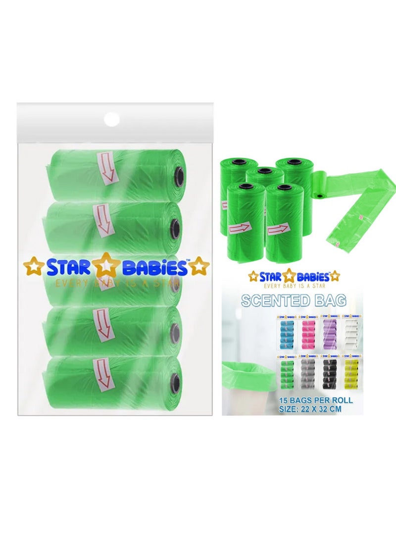 STAR BABiES Combo Pack Scented Bag Pack Of 5 With Dispsoable Towel Pack Of 3   Green - Image 4