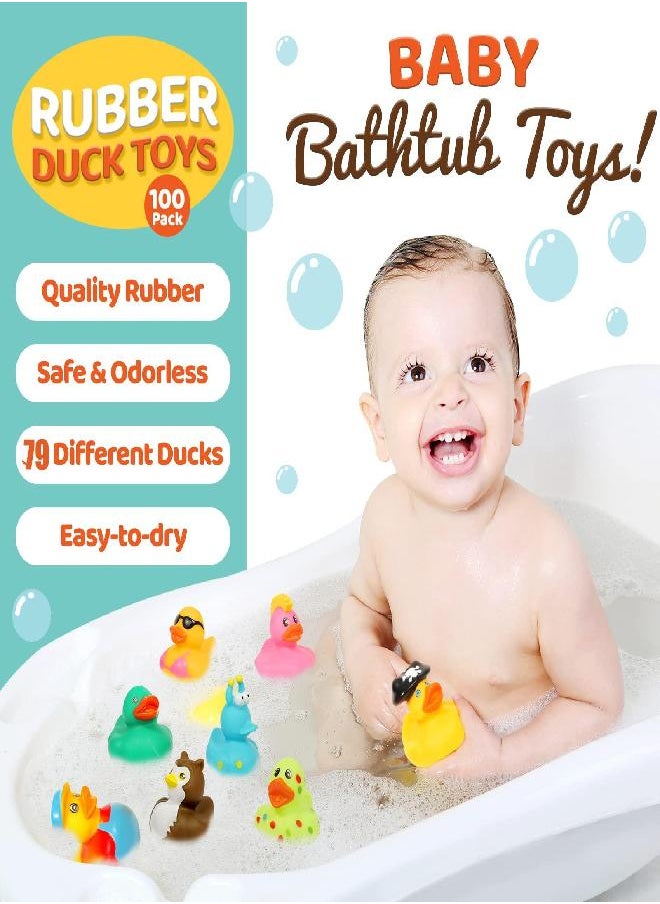 SMALL FISH - 100 Pack Rubber Ducks for Jeep Duck: Assorted Rubber Duck Duckies in Bulk, 2.2inch Cute Mini Rubber Ducks Bath Toys for Kids Pool Activity,Baby Shower,Baby Bath Accessories - Image 1