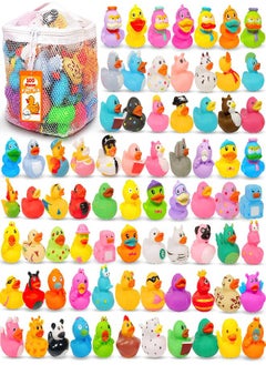 100 Pack Rubber Ducks for Jeep Duck: Assorted Rubber Duck Duckies in Bulk, 2.2inch Cute Mini Rubber Ducks Bath Toys for Kids Pool Activity,Baby Shower,Baby Bath Accessories