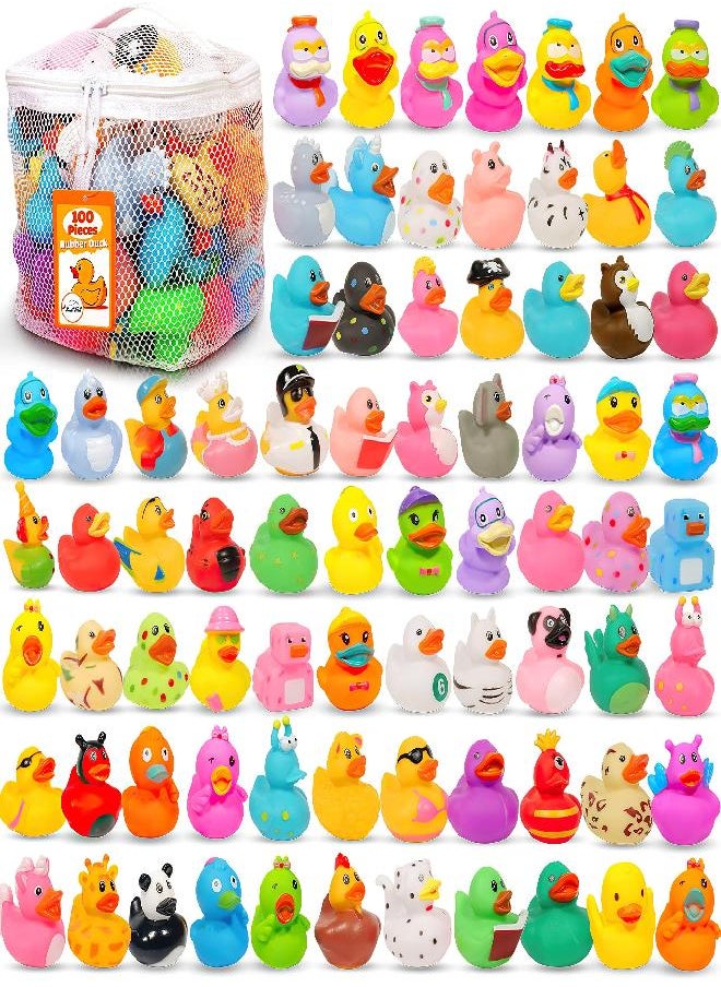SMALL FISH - 100 Pack Rubber Ducks for Jeep Duck: Assorted Rubber Duck Duckies in Bulk, 2.2inch Cute Mini Rubber Ducks Bath Toys for Kids Pool Activity,Baby Shower,Baby Bath Accessories - Image 1