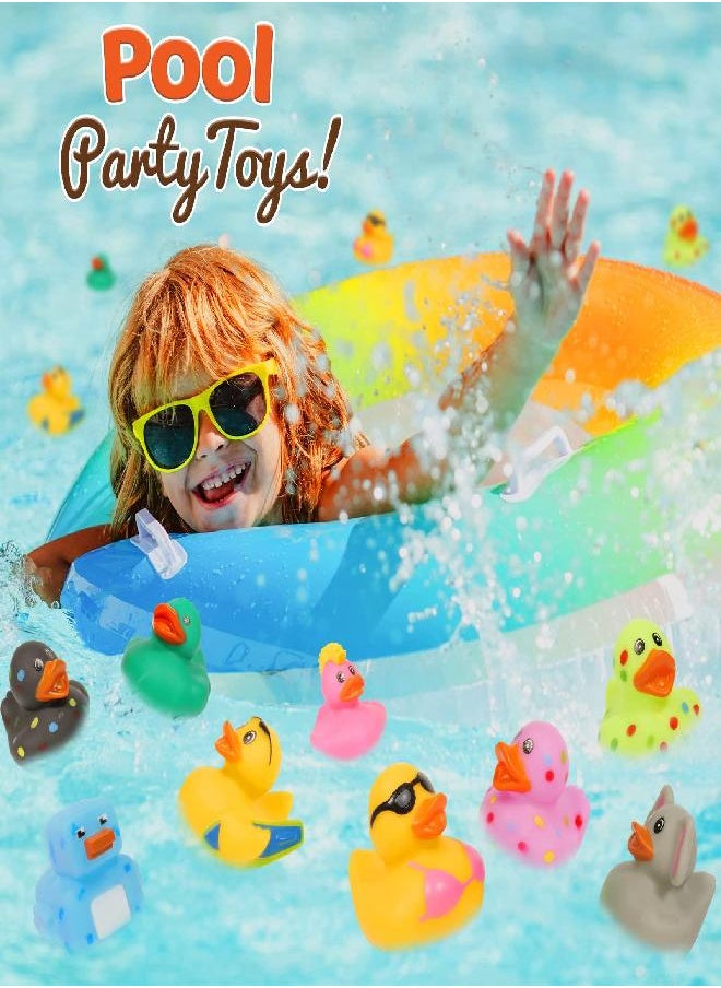SMALL FISH - 100 Pack Rubber Ducks for Jeep Duck: Assorted Rubber Duck Duckies in Bulk, 2.2inch Cute Mini Rubber Ducks Bath Toys for Kids Pool Activity,Baby Shower,Baby Bath Accessories - Image 1