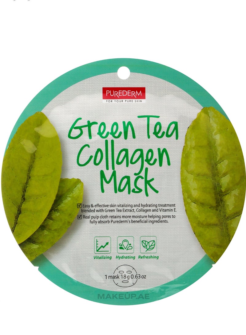 Purederm قناع كولاجين الشاي الأخضر من بيوردرم