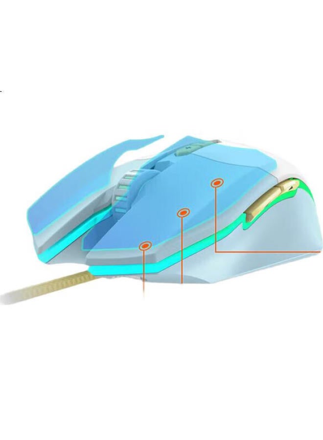 Daryo Em910 Mouse, Kbs Lightweight Mouse, E-Sports Gaming Mouse, Wired Rgb Mouse, Pubg Mouse, 75G Lightweight, Ice Crystal Blue - Image 2