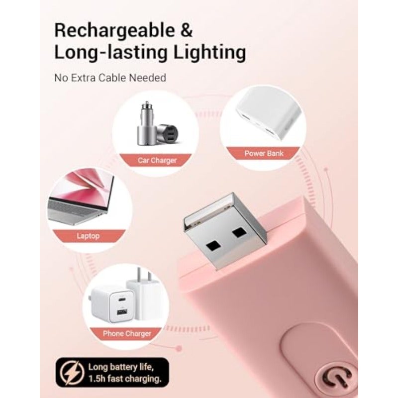 ضوء قراءة للكتب يمكن إعادة شحنه عبر USB من Dewenwils، مع مثبت للقراءة في السرير، مصباح LED موصول بمشابك، أضواء إضاءة للكتب محمولة، أضواء علامات مراجع للقراء، بسطوع قابل للت Adjustment للحماية من العين، لون وردي فاتح، كهرماني، أبيض دافئ، توهج ناعم، زاوية إضاءة مرنة، بسطوع قابل للت Adjustment، أضواء مراجع محمولة لمحبي الكتب - Image 3